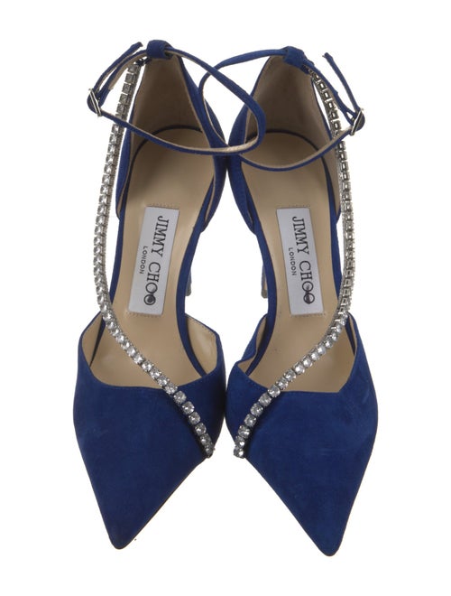 Jimmy Choo Suede Crystal Embellishments T-Strap Pumps