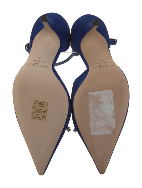 Jimmy Choo Suede Crystal Embellishments T-Strap Pumps