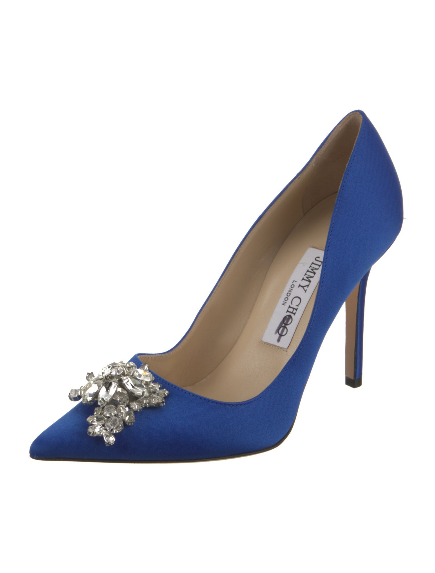 Jimmy Choo Satin Crystal Embellishments Pumps