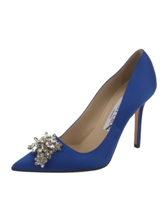Jimmy Choo Satin Crystal Embellishments Pumps