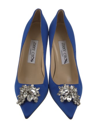 Jimmy Choo Satin Crystal Embellishments Pumps