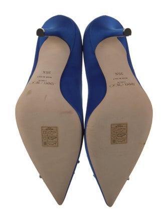 Jimmy Choo Satin Crystal Embellishments Pumps