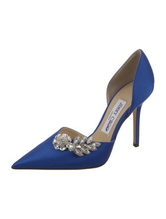 Jimmy Choo Satin Crystal Embellishments D'Orsay Pumps