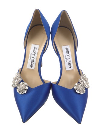 Jimmy Choo Satin Crystal Embellishments D'Orsay Pumps