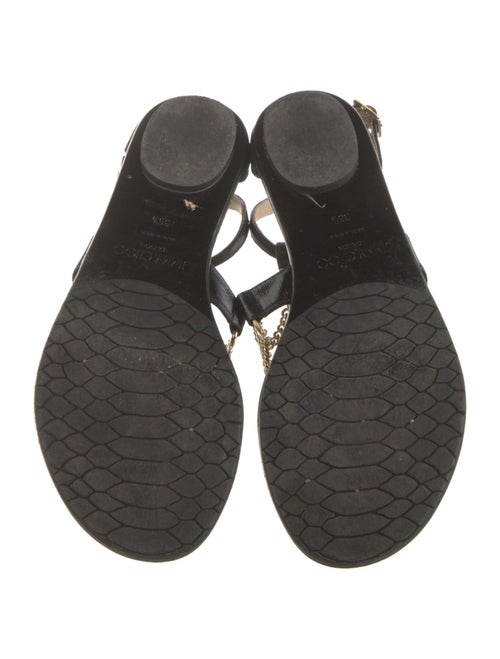 Jimmy Choo Leather Chain-Link Accents T-Strap Sandals
