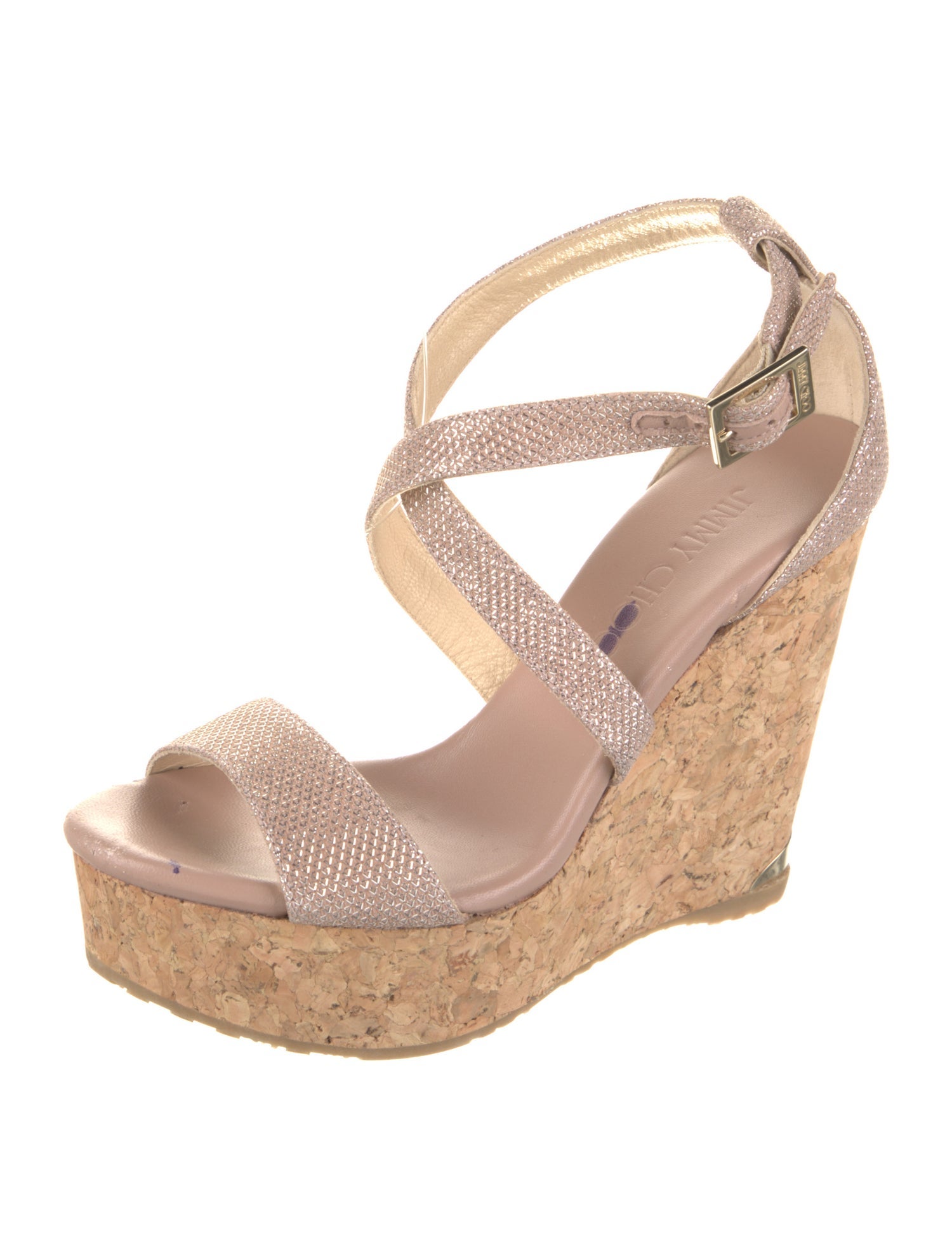 Jimmy Choo Leather Glitter Accents Espadrilles