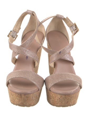 Jimmy Choo Leather Glitter Accents Espadrilles