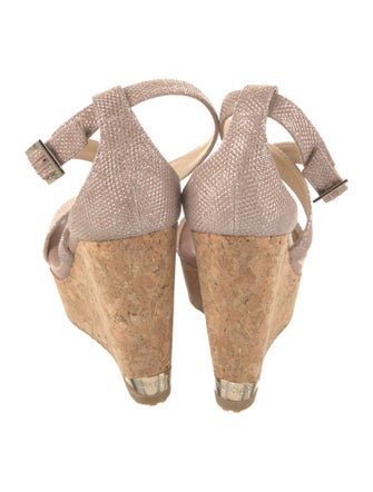 Jimmy Choo Leather Glitter Accents Espadrilles