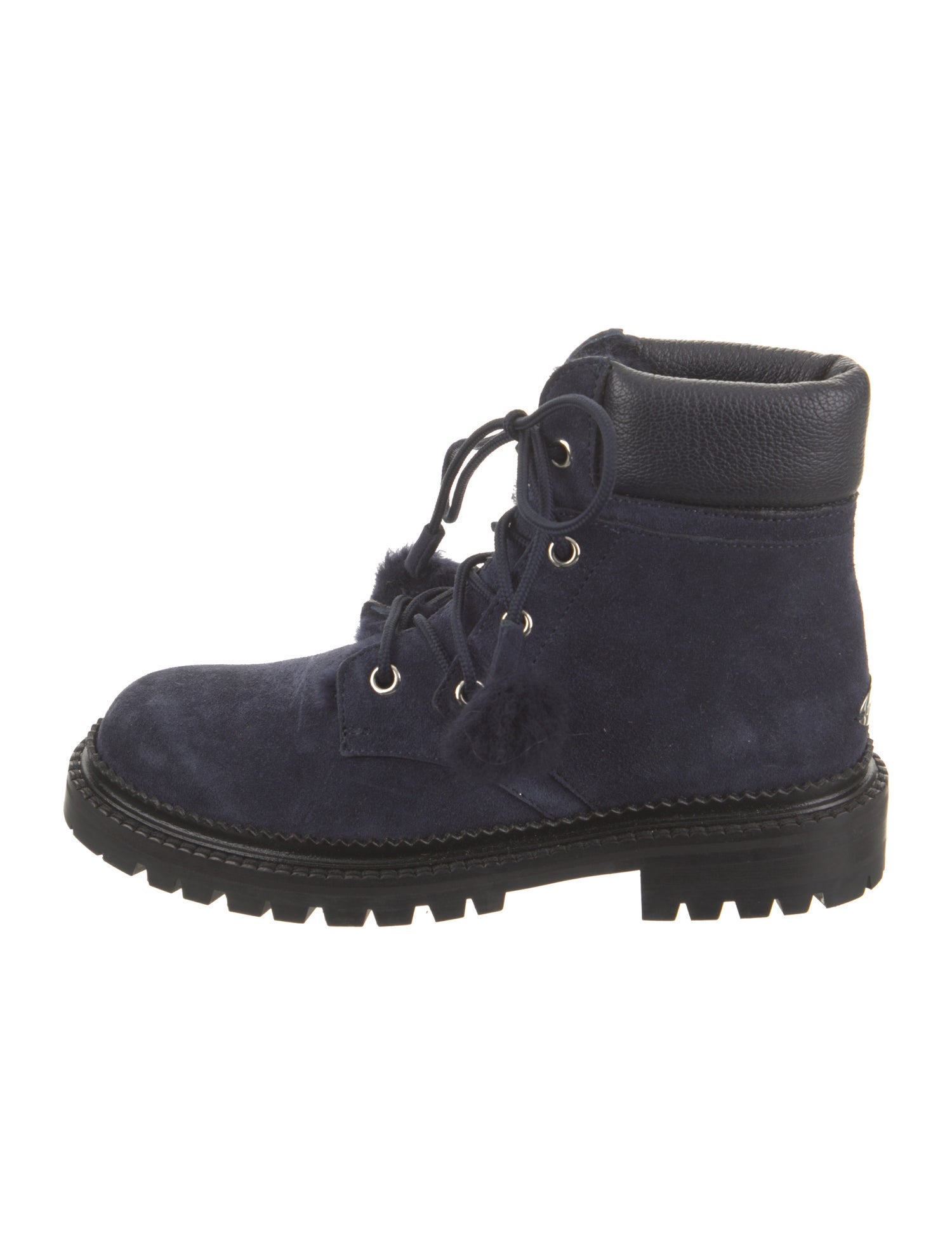 Jimmy Choo Suede Pom-Pom Embellishments Combat Boots