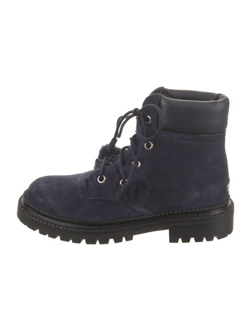 Jimmy Choo Suede Pom-Pom Embellishments Combat Boots