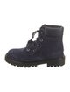 Jimmy Choo Suede Pom-Pom Embellishments Combat Boots