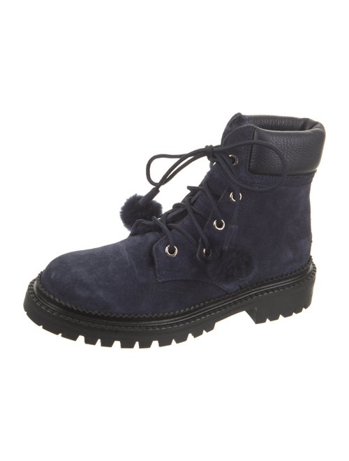 Jimmy Choo Suede Pom-Pom Embellishments Combat Boots