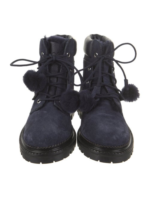 Jimmy Choo Suede Pom-Pom Embellishments Combat Boots