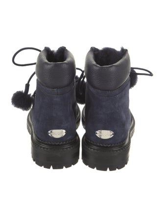 Jimmy Choo Suede Pom-Pom Embellishments Combat Boots