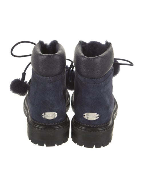 Jimmy Choo Suede Pom-Pom Embellishments Combat Boots