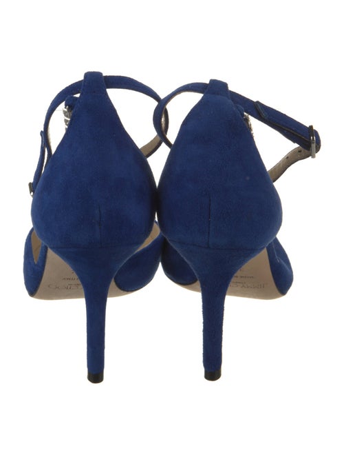 Jimmy Choo Suede Crystal Embellishments T-Strap Pumps