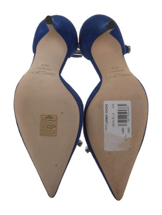 Jimmy Choo Suede Crystal Embellishments T-Strap Pumps