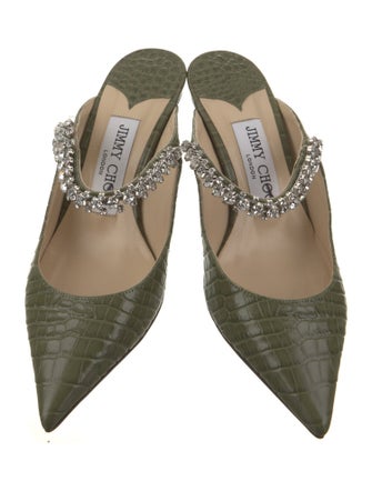Jimmy Choo Leather Crystal Embellishments Mules