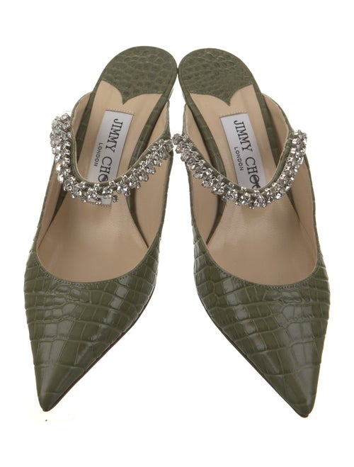 Jimmy Choo Leather Crystal Embellishments Mules