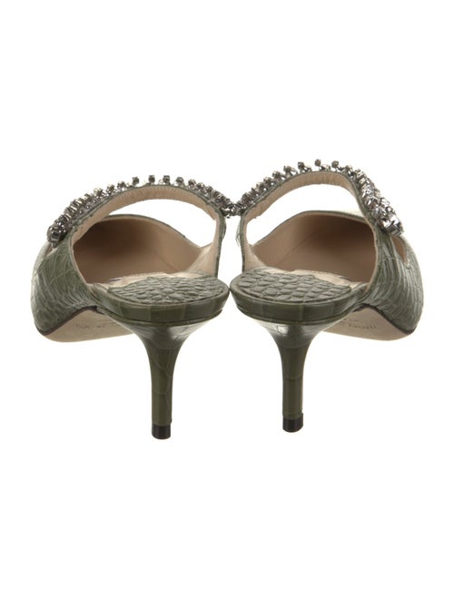 Jimmy Choo Leather Crystal Embellishments Mules