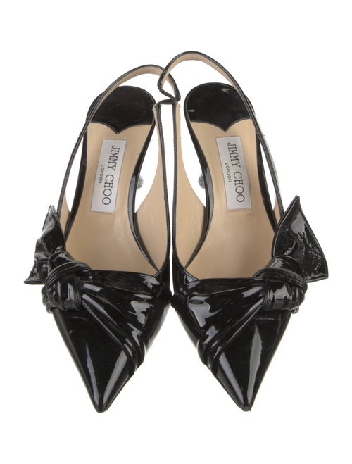 Jimmy Choo Patent Leather Bow Accents Slingback Pumps