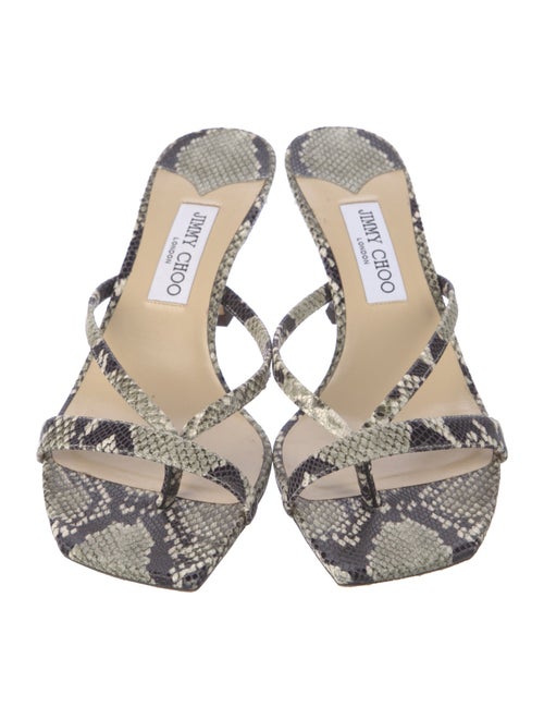 Jimmy Choo Embossed Leather Animal Print Slides