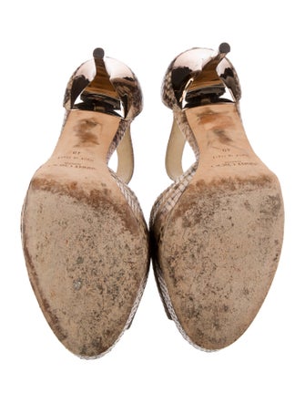 Jimmy Choo Snakeskin Animal Print T-Strap Sandals