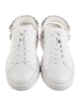 Jimmy Choo Leather Crystal Embellishments Sneakers