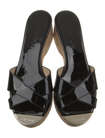 Jimmy Choo Patent Leather Cutout Accent Slides