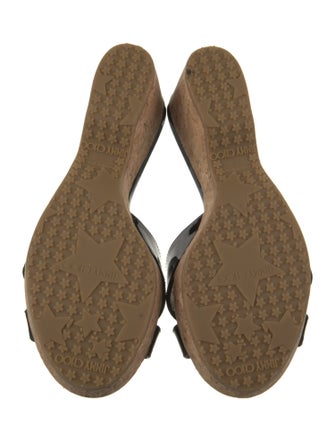 Jimmy Choo Patent Leather Cutout Accent Slides