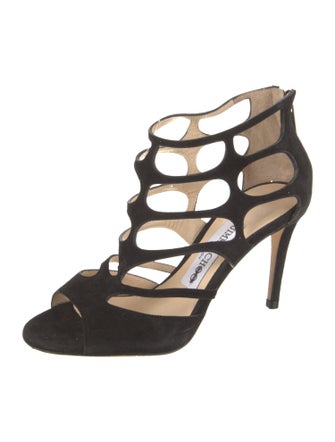 Jimmy Choo Suede Cutout Accent Gladiator Sandals