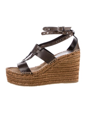 Jimmy Choo Leather Studded Accents Espadrilles