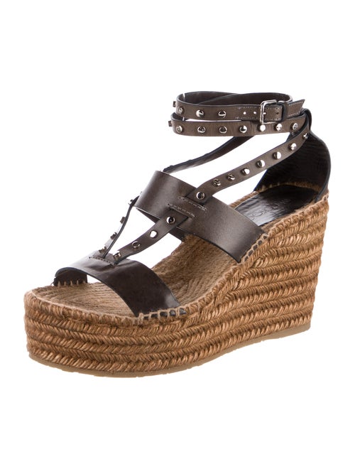 Jimmy Choo Leather Studded Accents Espadrilles