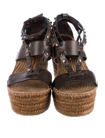 Jimmy Choo Leather Studded Accents Espadrilles