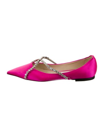 Jimmy Choo Satin Crystal Embellishments Ballet Flats