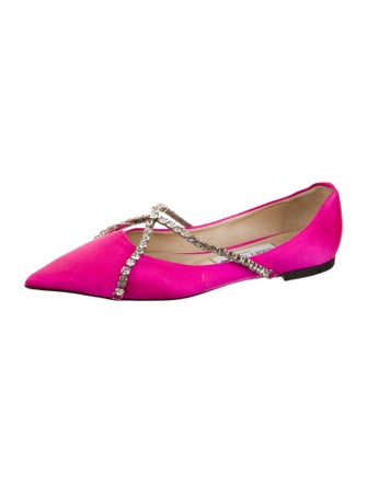 Jimmy Choo Satin Crystal Embellishments Ballet Flats