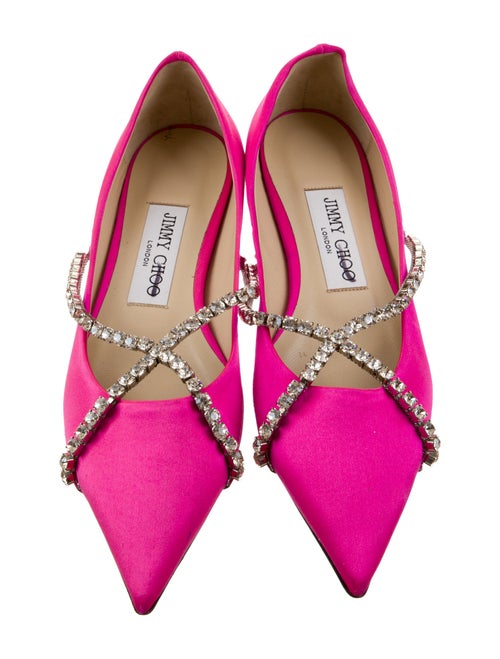 Jimmy Choo Satin Crystal Embellishments Ballet Flats