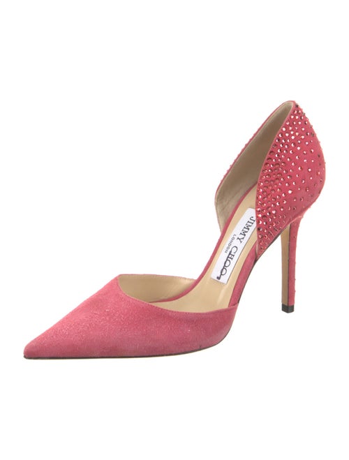 Jimmy Choo Suede Crystal Embellishments D'Orsay Pumps