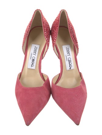 Jimmy Choo Suede Crystal Embellishments D'Orsay Pumps