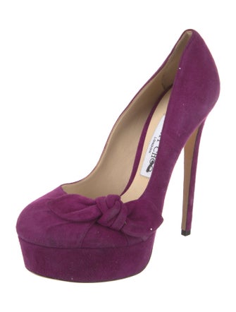 Jimmy Choo Suede Bow Accents Pumps