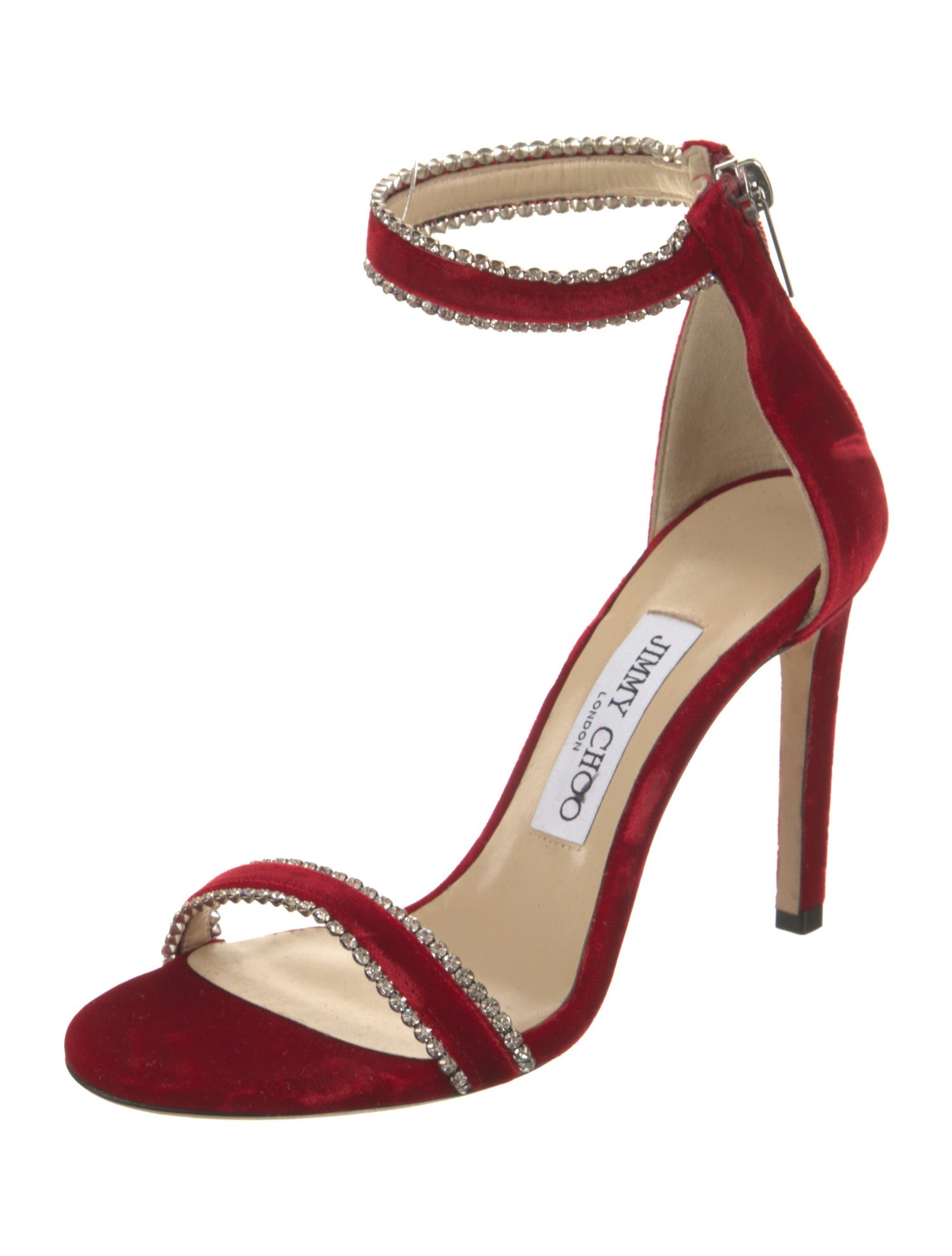 Jimmy Choo Velvet Crystal Embellishments Sandals