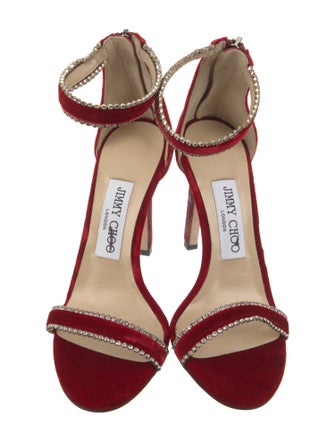 Jimmy Choo Velvet Crystal Embellishments Sandals