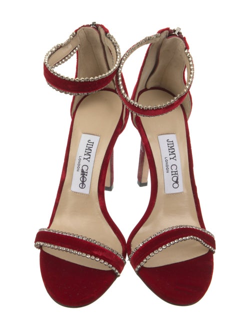 Jimmy Choo Velvet Crystal Embellishments Sandals