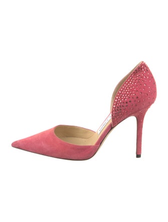 Jimmy Choo Suede Crystal Embellishments D'Orsay Pumps