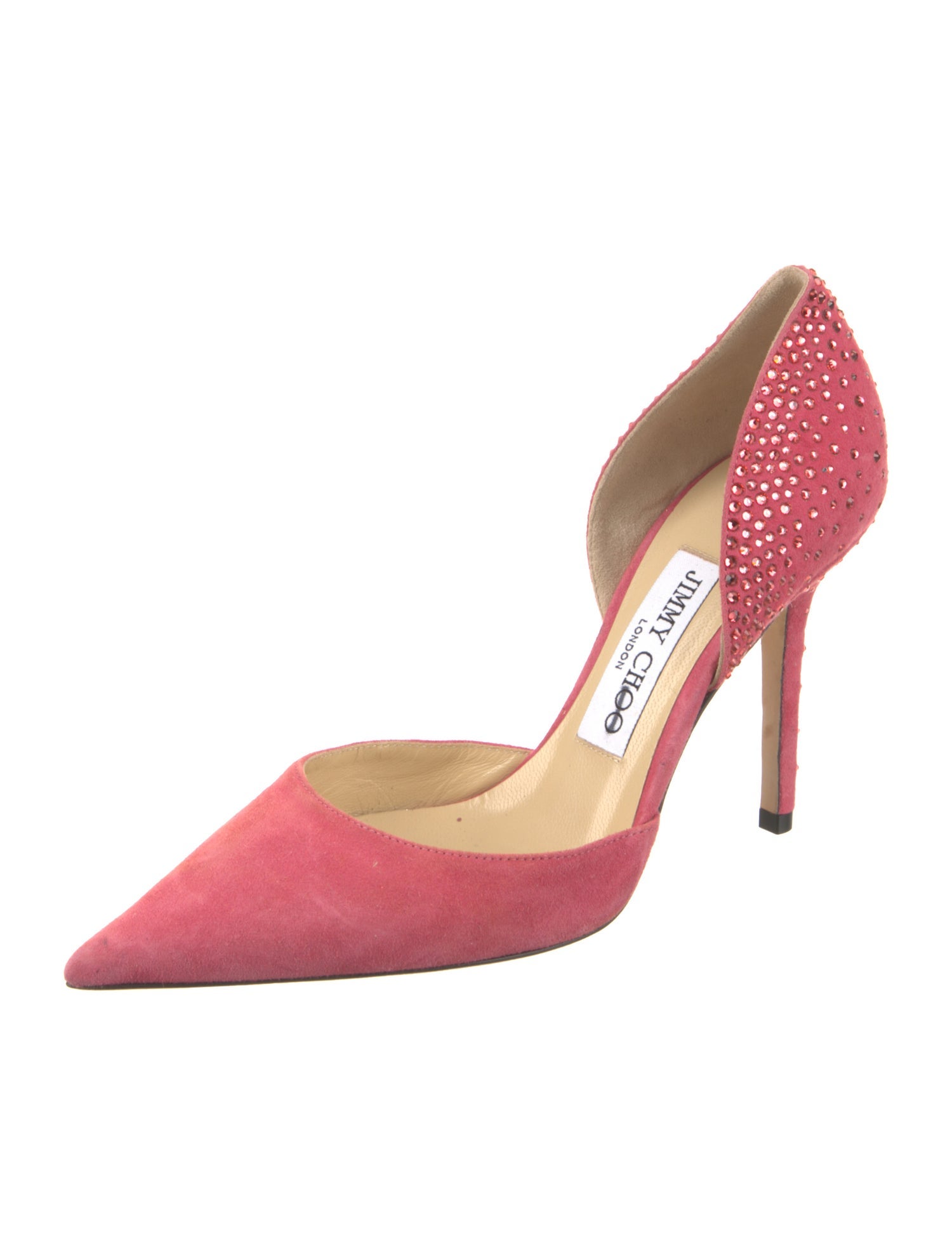 Jimmy Choo Suede Crystal Embellishments D'Orsay Pumps