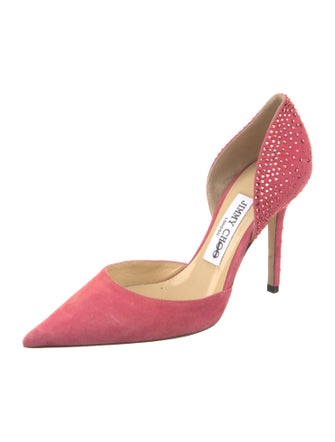 Jimmy Choo Suede Crystal Embellishments D'Orsay Pumps