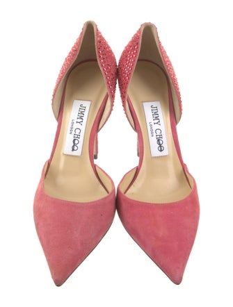 Jimmy Choo Suede Crystal Embellishments D'Orsay Pumps