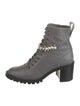 Jimmy Choo Leather Crystal Embellishments Combat Boots