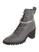 Jimmy Choo Leather Crystal Embellishments Combat Boots