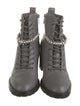 Jimmy Choo Leather Crystal Embellishments Combat Boots